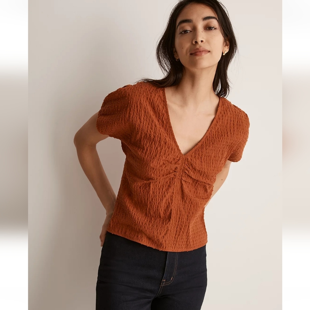 MADEWELL Puff-Sleeve Top in Clip Dot Small Size 2